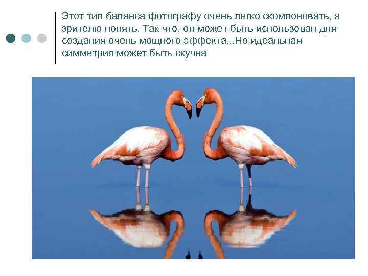 Этот тип баланса фотографу очень легко скомпоновать, а зрителю понять. Так что, он может