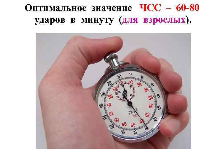 Оптимальное значение ЧСС – 60 -80 ударов в минуту (для взрослых). 