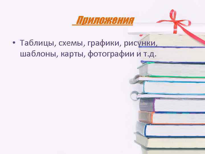 Приложения • Таблицы, схемы, графики, рисунки, шаблоны, карты, фотографии и т. д. 