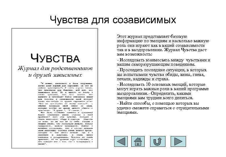 Чувства для созависимых Этот журнал представляет базовую информацию по эмоциям и насколько важную роль