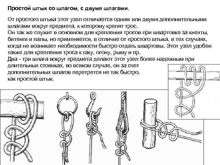 Простой штык со шлагом, с двумя шлагами. От простого штыка этот узел отличается одним