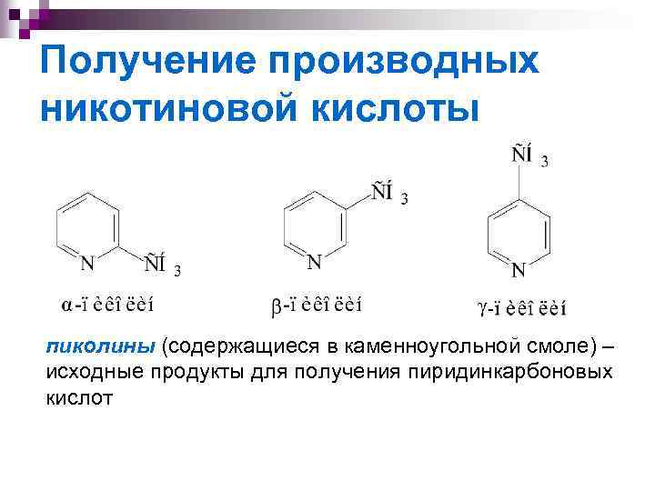 Схема назначения никотиновой кислоты