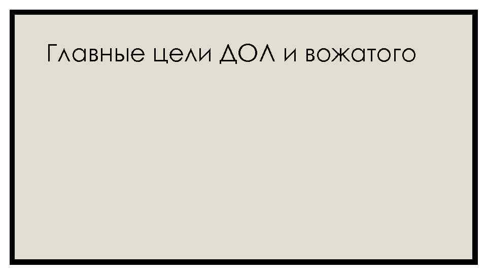 Главные цели ДОЛ и вожатого 