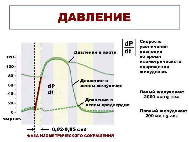 ДАВЛЕНИЕ Давление в аорте 120 d. P dt 100 80 60 40 20 d.