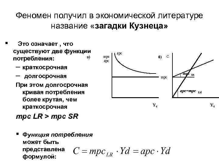 Феномен получил в экономической литературе название «загадки Кузнеца» § Это означает , что существуют