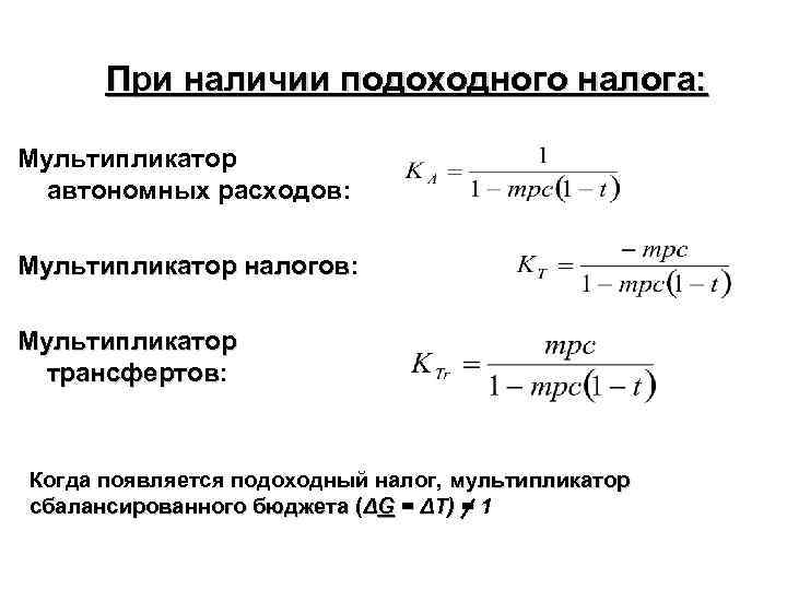 Мультипликатор автономных расходов мультипликатор налогов