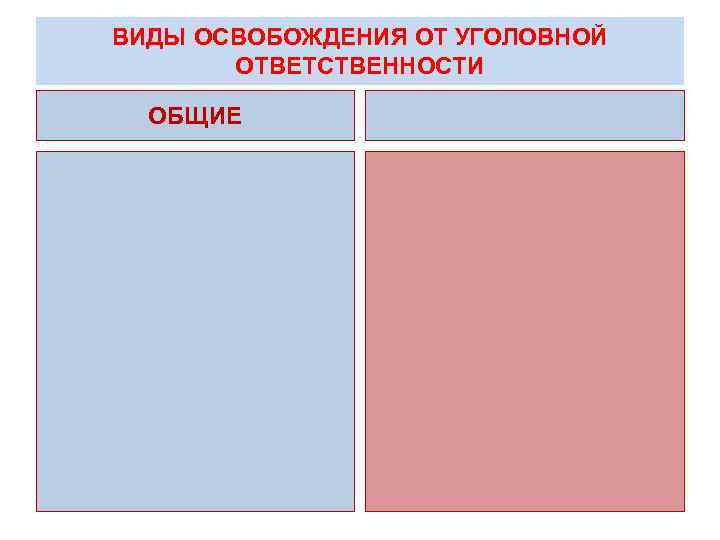 ВИДЫ ОСВОБОЖДЕНИЯ ОТ УГОЛОВНОЙ ОТВЕТСТВЕННОСТИ ОБЩИЕ 