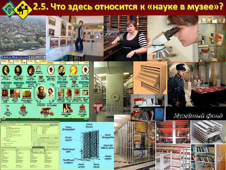 2. 5. Что здесь относится к «науке в музее» ? 