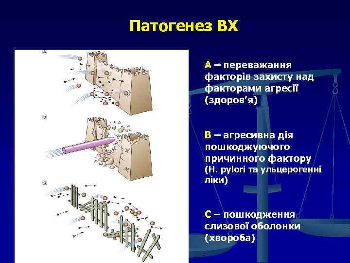 Патогенез ВХ А – переважання факторів захисту над факторами агресії (здоров’я) В – агресивна
