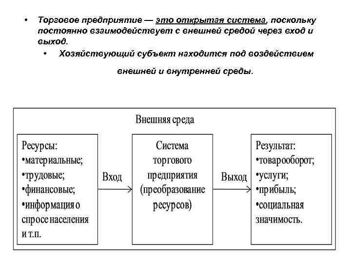 Поскольку система. Торговое предприятие. Торговое предприятие этт. Торговое предприятие (фирма). Организация это открытая система взаимодействующая с внешней средой.