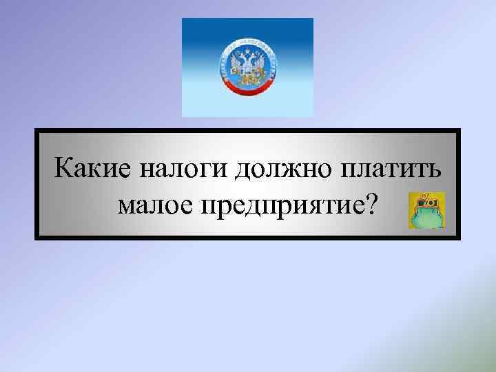 Какие налоги должно платить малое предприятие? 
