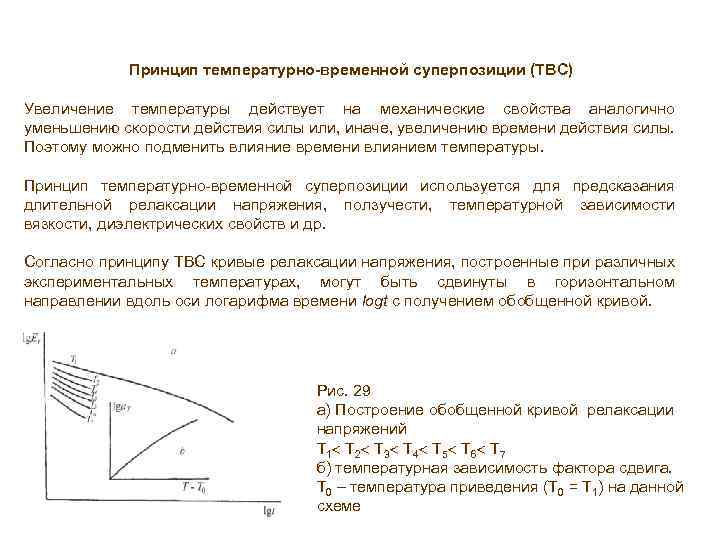 Принцип температурно-временной суперпозиции (ТВС) Увеличение температуры действует на механические свойства аналогично уменьшению скорости действия