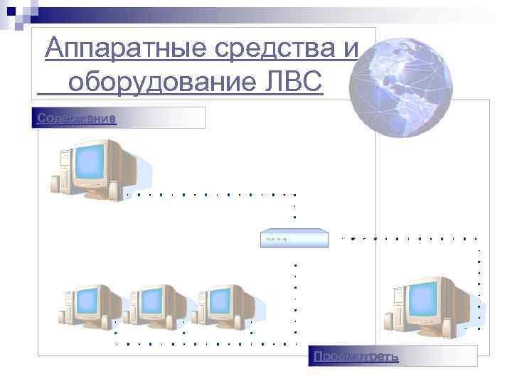 Аппаратные средства и оборудование ЛВС Содержание Просмотреть 