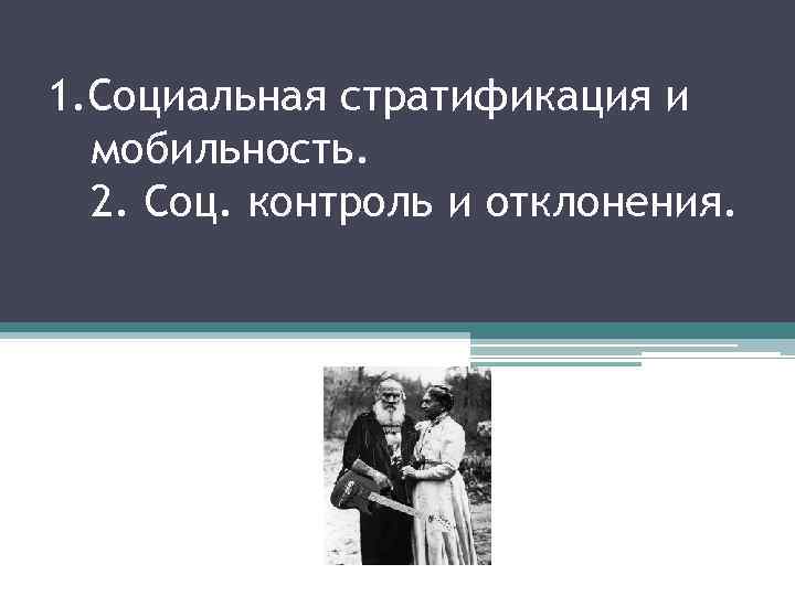 1. Социальная стратификация и мобильность. 2. Соц. контроль и отклонения. 