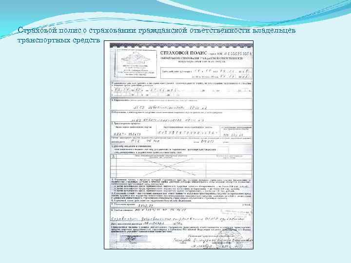 Страховой полис о страховании гражданской ответственности владельцев транспортных средств 