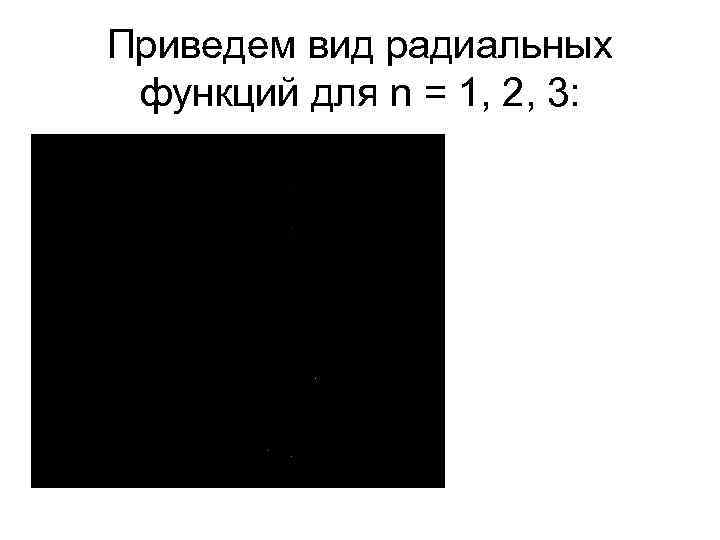 Приведем вид радиальных функций для n = 1, 2, 3: 