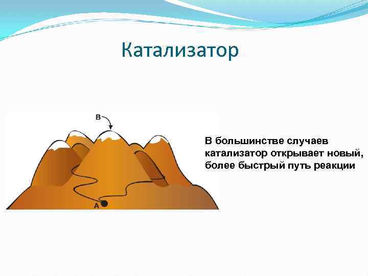 Катализатор В большинстве случаев катализатор открывает новый, более быстрый путь реакции 