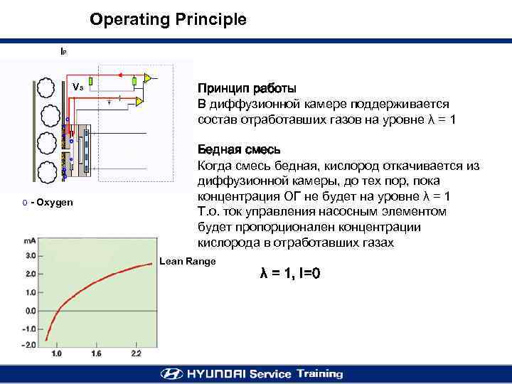 Operating Principle IP VS o - Oxygen Принцип работы В диффузионной камере поддерживается состав