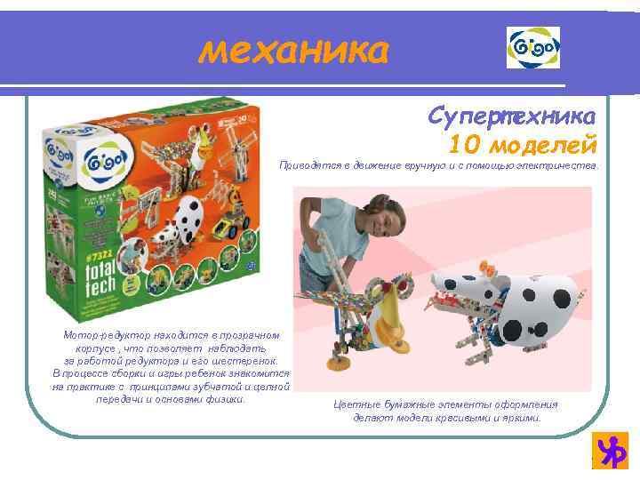 механика Супертехника 10 моделей Приводятся в движение вручную и с помощью электричества. Мотор-редуктор находится