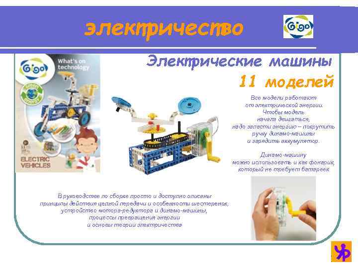 электричество Электрические машины 11 моделей Все модели работают от электрической энергии. Чтобы модель начала