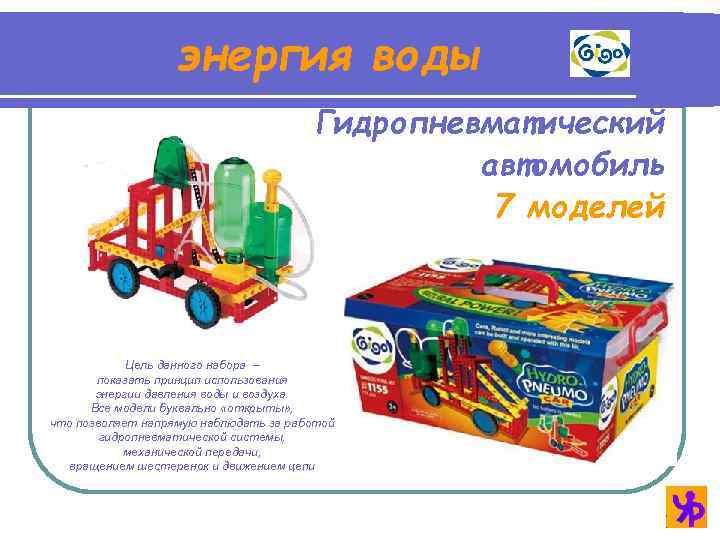 энергия воды Гидропневматический автомобиль 7 моделей Цель данного набора – показать принцип использования энергии