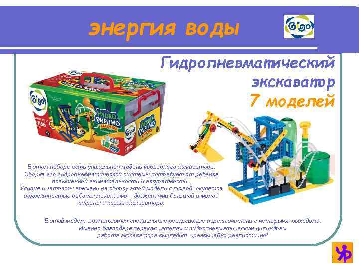 энергия воды Гидропневматический экскаватор 7 моделей В этом наборе есть уникальная модель карьерного экскаватора.
