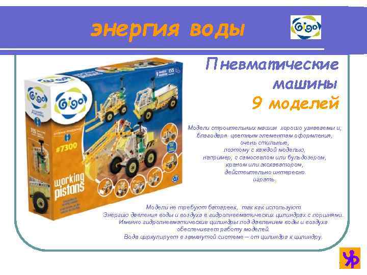 энергия воды Пневматические машины 9 моделей Модели строительных машин хорошо узнаваемы и, благодаря цветным