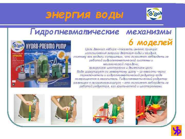 энергия воды Гидропневматические механизмы 6 моделей Цель данного набора –показать именно принцип использования энергии
