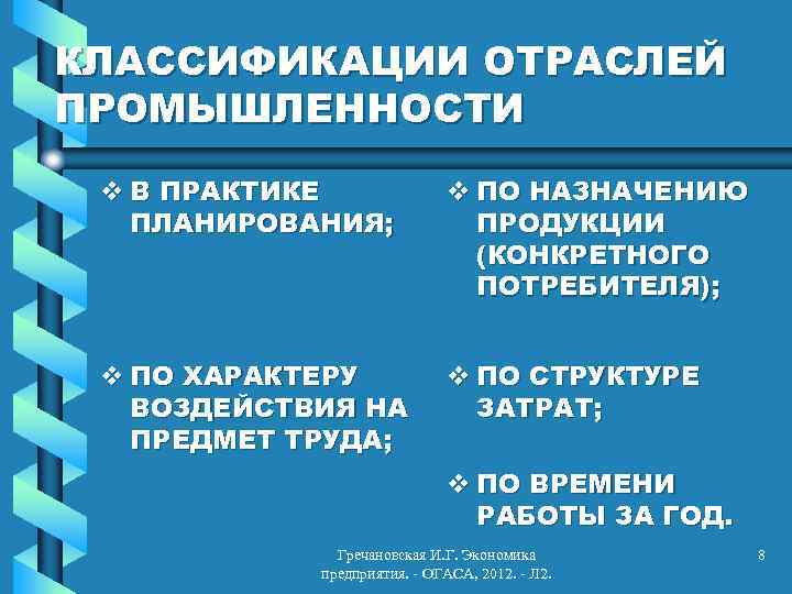 КЛАССИФИКАЦИИ ОТРАСЛЕЙ ПРОМЫШЛЕННОСТИ v В ПРАКТИКЕ ПЛАНИРОВАНИЯ; v ПО НАЗНАЧЕНИЮ ПРОДУКЦИИ (КОНКРЕТНОГО ПОТРЕБИТЕЛЯ); v