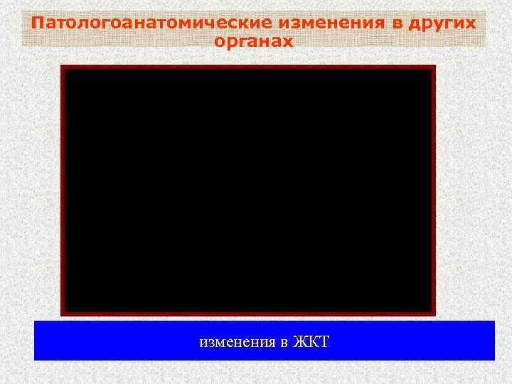 Патологоанатомические изменения в других органах изменения в ЖКТ 
