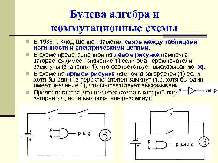 Схема булева алгебра