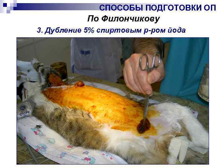 СПОСОБЫ ПОДГОТОВКИ ОП По Филончикову 3. Дубление 5% спиртовым р-ром йода 