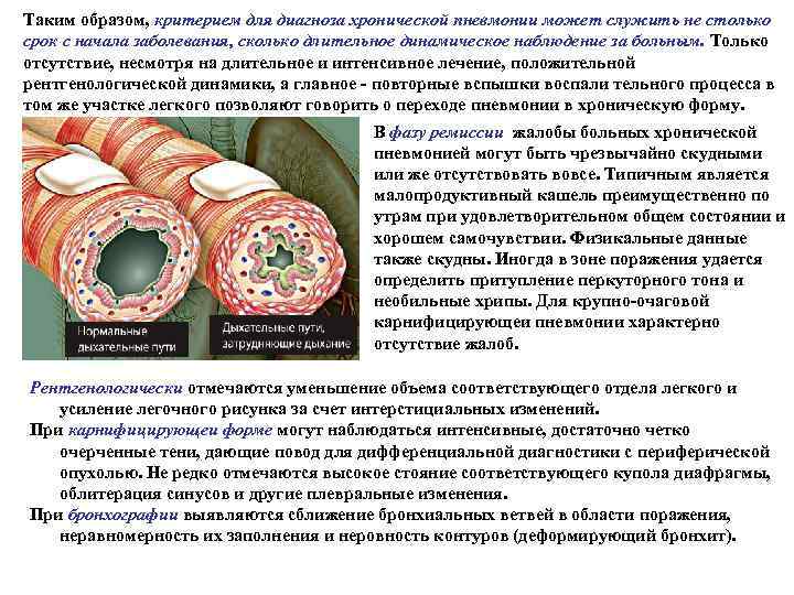 Таким образом, критерием для диагноза хронической пневмонии может служить не столько срок с начала