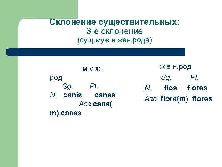 Склонение существительных: 3 -e склонение (сущ. муж. и жен. рода) м у ж. род
