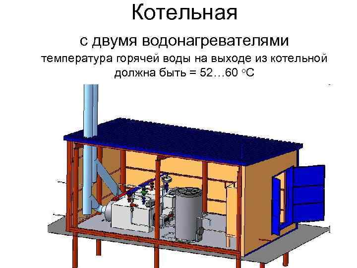 Котельная с двумя водонагревателями температура горячей воды на выходе из котельной должна быть =