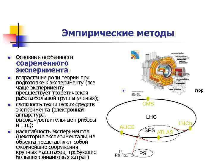 Эмпирические методы n n Основные особенности современного эксперимента : возрастание роли теории при подготовке