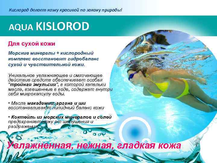 Кислород делает кожу красивой по закону природы! AQUA KISLOROD Для сухой кожи Морские минералы