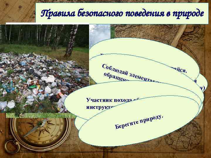 Правила безопасного поведения в природе В похо де не отс тавай, Соб не теря