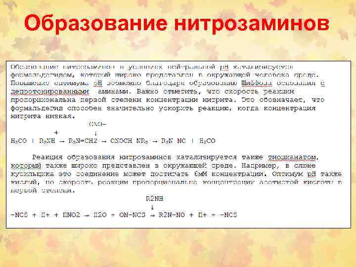 Образование нитрозаминов 