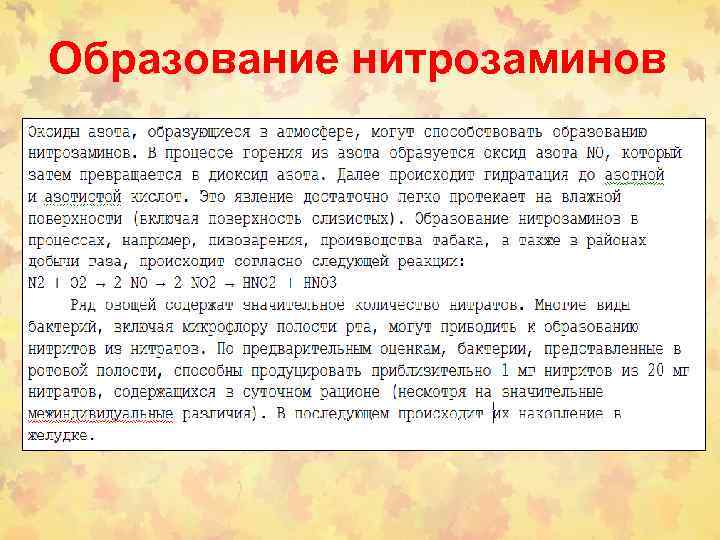 Образование нитрозаминов 