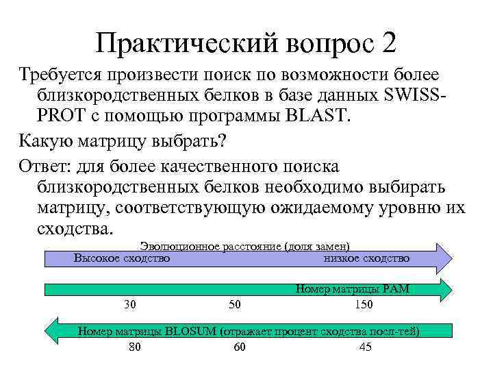 Практический вопрос 2 Требуется произвести поиск по возможности более близкородственных белков в базе данных
