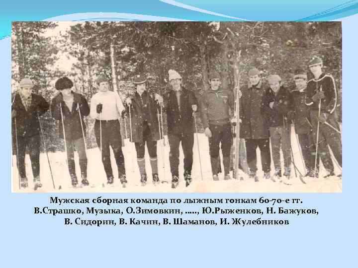 Мужская сборная команда по лыжным гонкам 60 -70 -е гг. В. Страшко, Музыка, О.