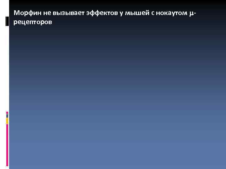 Морфин не вызывает эффектов у мышей с нокаутом рецепторов 