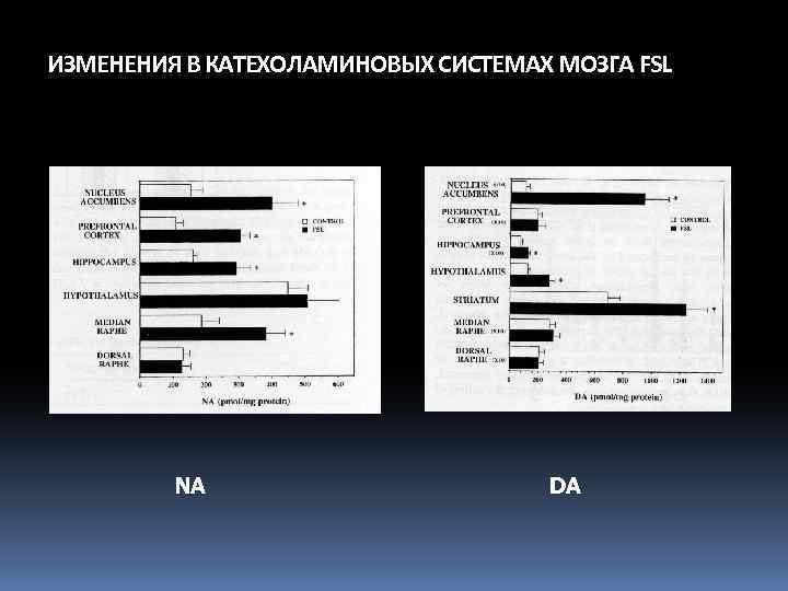 ИЗМЕНЕНИЯ В КАТЕХОЛАМИНОВЫХ СИСТЕМАХ МОЗГА FSL NA DA 