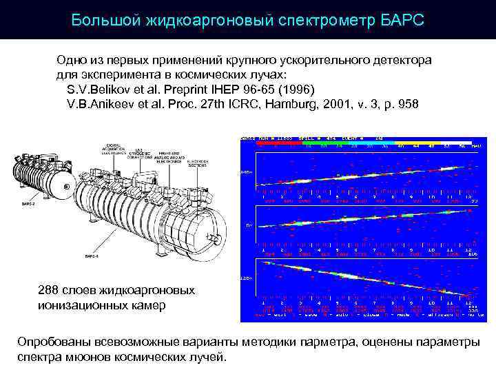 Большой жидкоаргоновый спектрометр БАРС Одно из первых применений крупного ускорительного детектора для эксперимента в