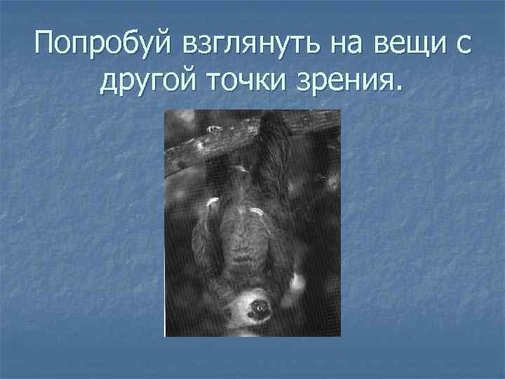 Попробуй взглянуть на вещи с другой точки зрения. 