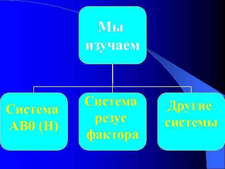 Мы изучаем Система АВ 0 (Н) Система резус фактора Другие системы 