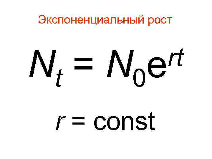 Экспоненциальный рост Nt = N 0 e rt r = const 