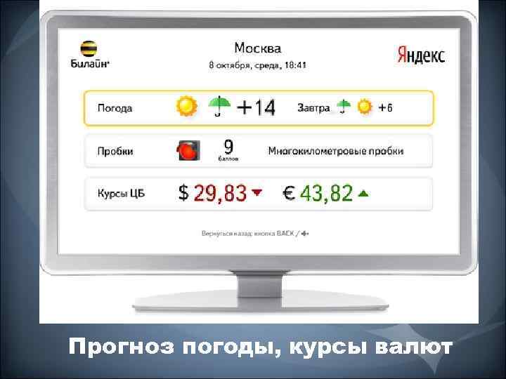 Прогноз погоды, курсы валют 