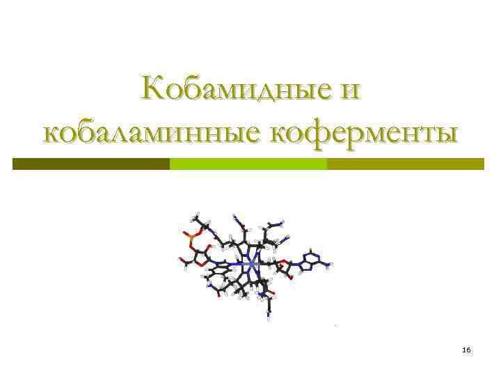 Кобамидные и кобаламинные коферменты 16 